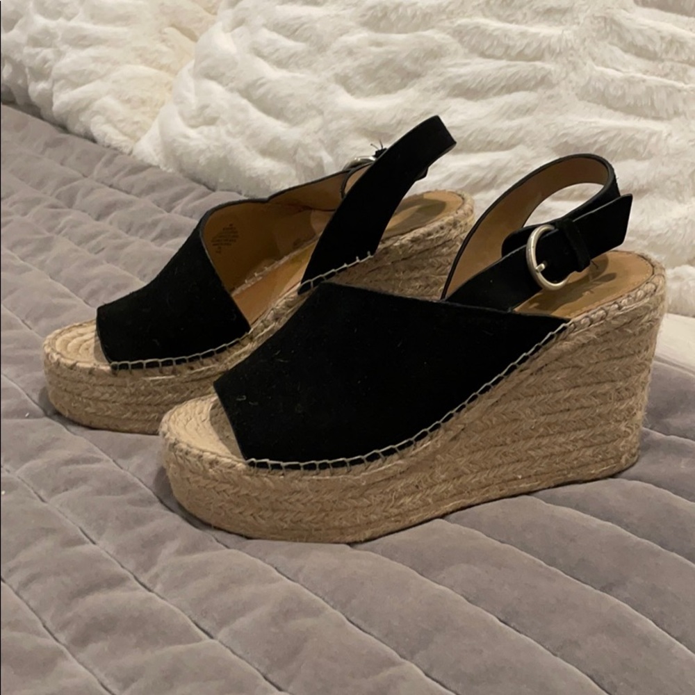 Marc Fisher black suede wedge